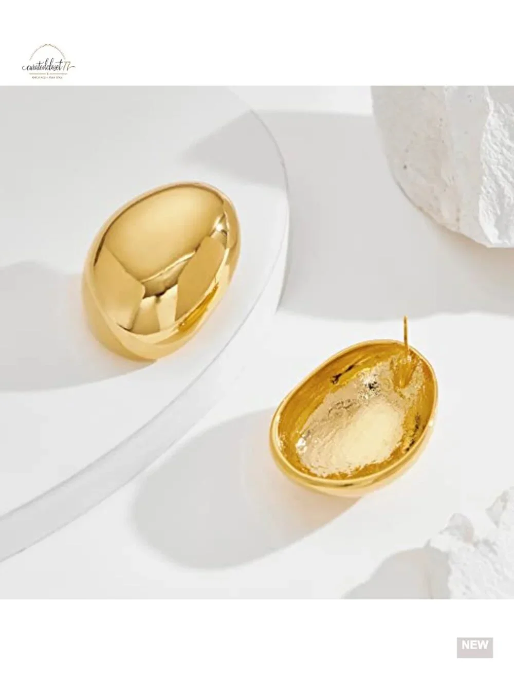 Gold Plated Big Oval Dome Circle Square Ball Hoop Earrings Statement Geometric
